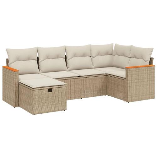 Sofasæt til haven 6 dele med hynder polyrattan beige
