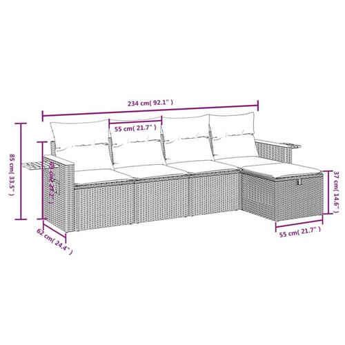 Sofasæt til haven 5 dele med hynder polyrattan sort