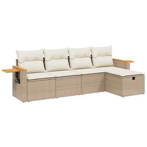 Sofasæt til haven 5 dele med hynder polyrattan beige