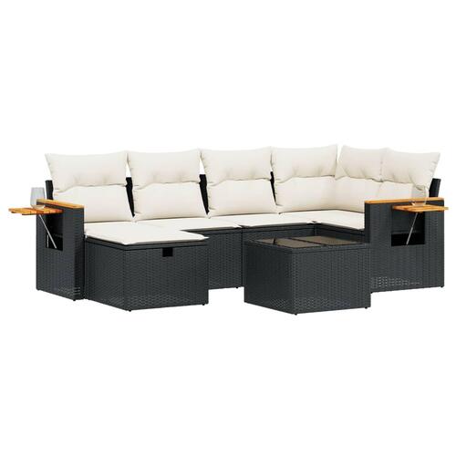 Sofasæt til haven 7 dele med hynder polyrattan sort