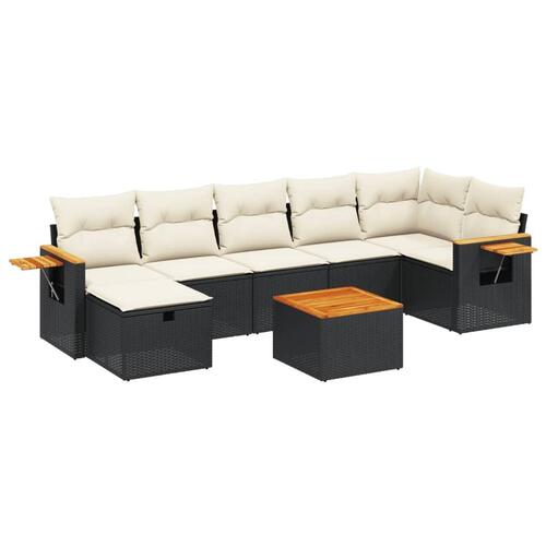 Sofasæt til haven 8 dele med hynder polyrattan sort