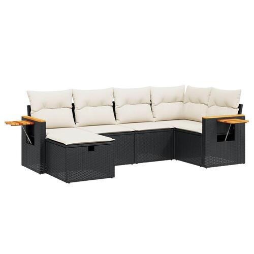 Sofasæt til haven 6 dele med hynder polyrattan sort