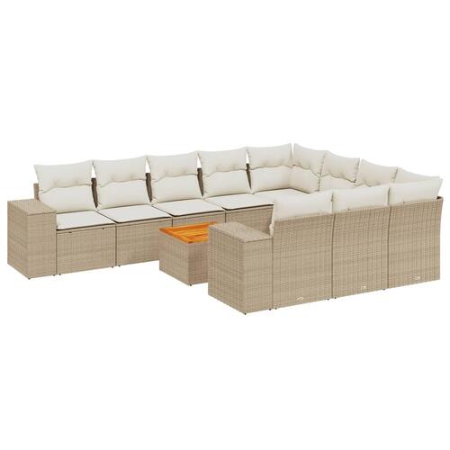 Sofasæt til haven 11 dele med hynder polyrattan beige