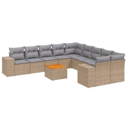 Sofasæt til haven 11 dele med hynder polyrattan beige