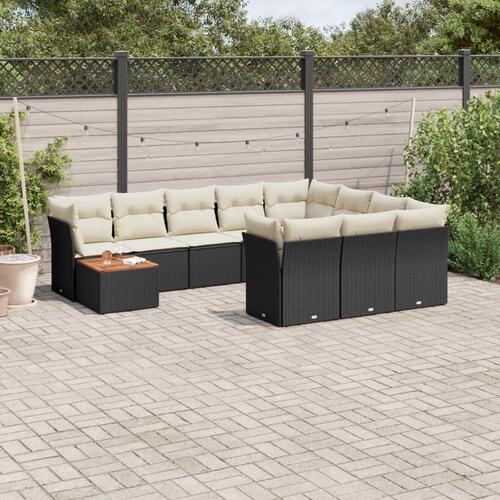 Sofasæt til haven 11 dele med hynder polyrattan sort