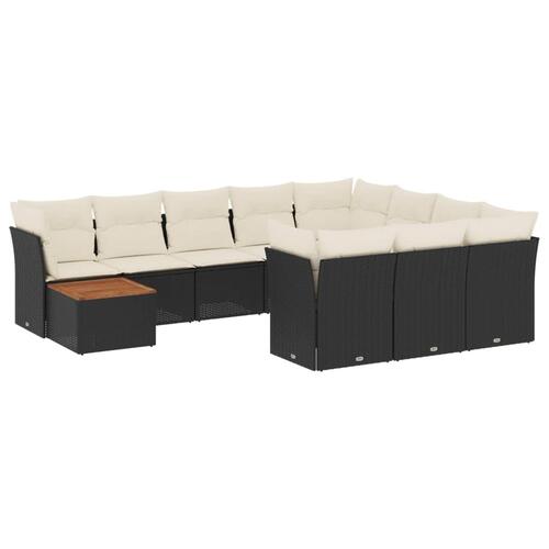 Sofasæt til haven 11 dele med hynder polyrattan sort