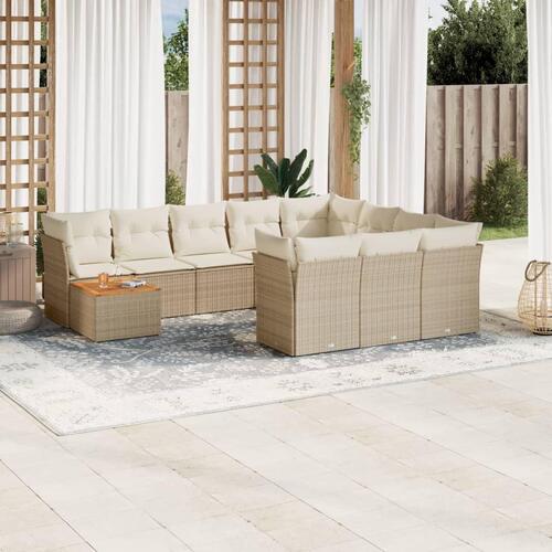Sofasæt til haven 11 dele med hynder polyrattan beige