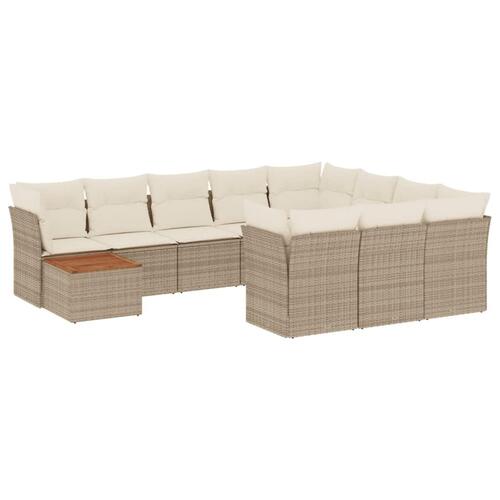 Sofasæt til haven 11 dele med hynder polyrattan beige
