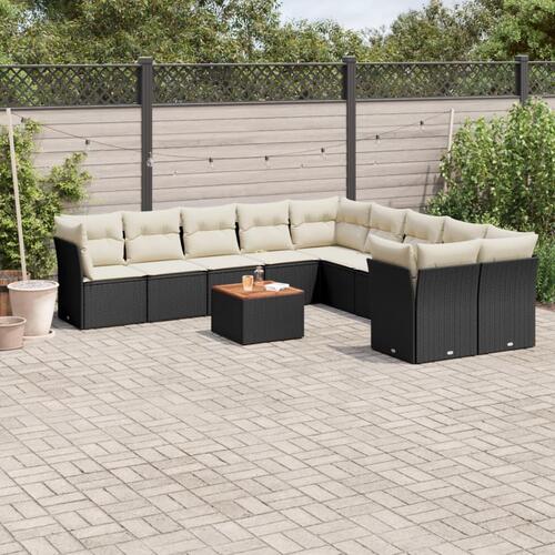 Sofasæt til haven 11 dele med hynder polyrattan sort