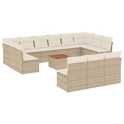 Sofasæt til haven 14 dele med hynder polyrattan beige
