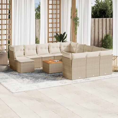 Sofasæt til haven 13 dele med hynder polyrattan beige