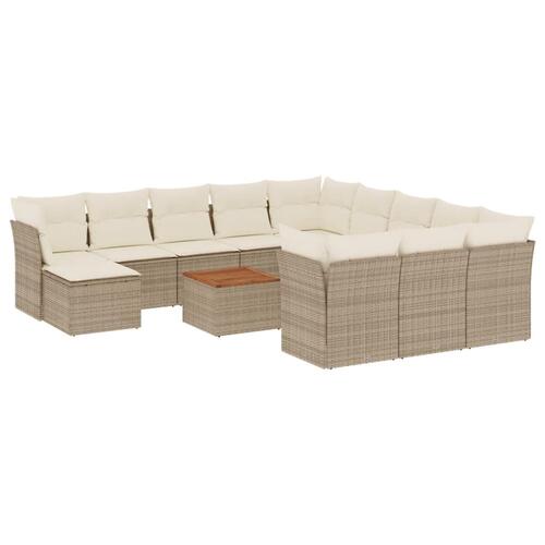 Sofasæt til haven 13 dele med hynder polyrattan beige