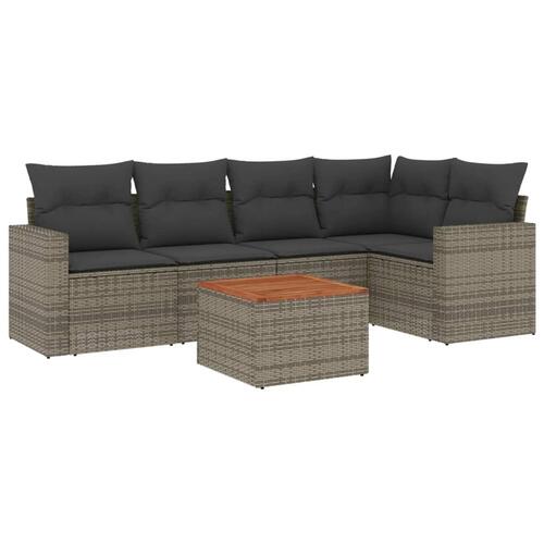Sofasæt til haven 6 dele med hynder polyrattan grå