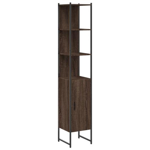 Badeværelsesskab 33x33x185,5 cm konstrueret træ brunt egetræ