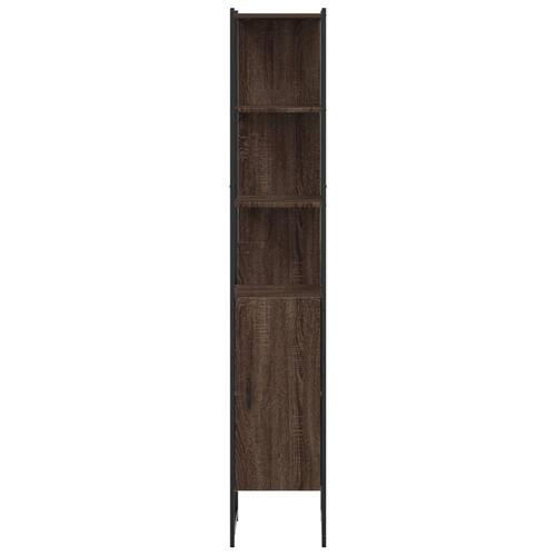 Badeværelsesskab 33x33x185,5 cm konstrueret træ brunt egetræ