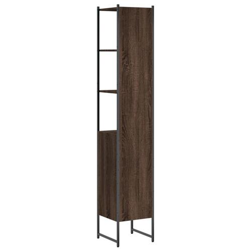 Badeværelsesskab 33x33x185,5 cm konstrueret træ brunt egetræ