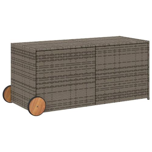 Opbevaringsboks med hjul 283 l polyrattan grå