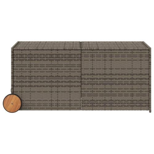 Opbevaringsboks med hjul 283 l polyrattan grå