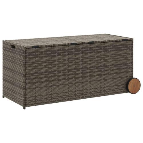 Opbevaringsboks med hjul 283 l polyrattan grå