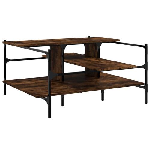 Sofabord 100x100x48,5 cm konstrueret træ røget egetræsfarve