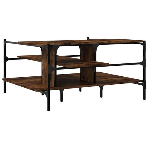 Sofabord 100x100x48,5 cm konstrueret træ røget egetræsfarve