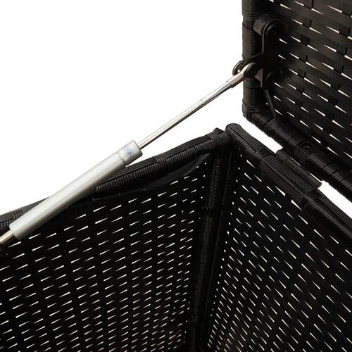 Opbevaringsboks med hjul 190 l polyrattan sort