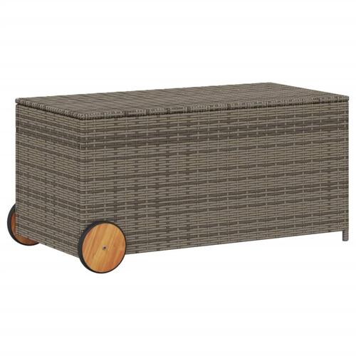 Opbevaringsboks med hjul 190 l polyrattan grå