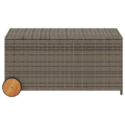 Opbevaringsboks med hjul 190 l polyrattan grå