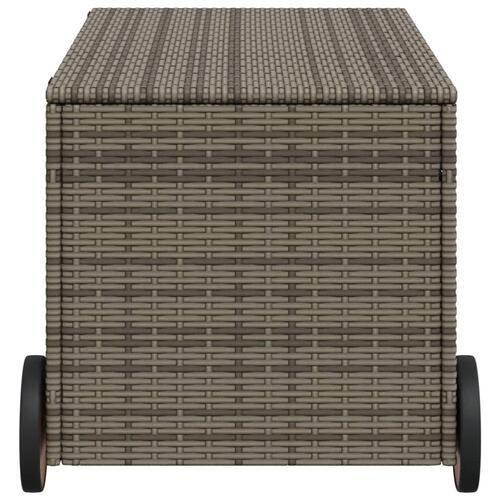 Opbevaringsboks med hjul 190 l polyrattan grå