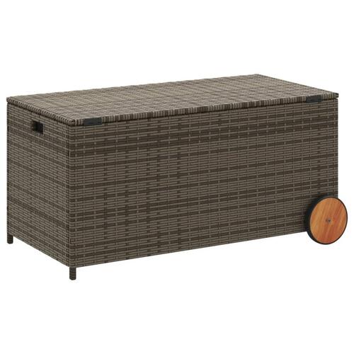 Opbevaringsboks med hjul 190 l polyrattan grå