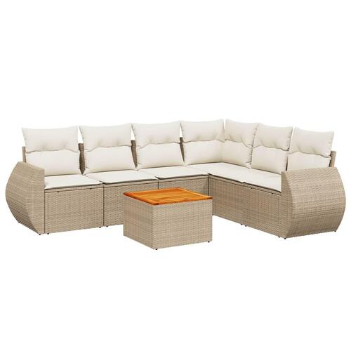Sofasæt til haven 7 dele med hynder polyrattan beige