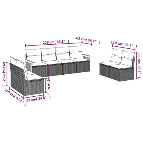 Sofasæt til haven 8 dele med hynder polyrattan sort