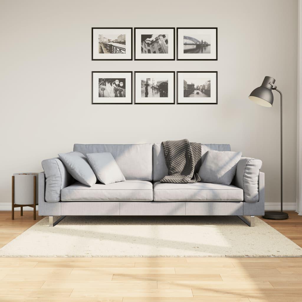 Shaggy gulvtæppe PAMPLONA 120x170 cm høj luv cremefarvet billede