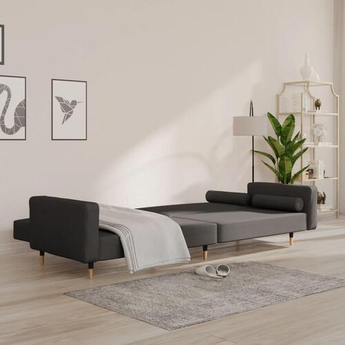 2-personers sovesofa med 2 puder fløjl mørkegrå