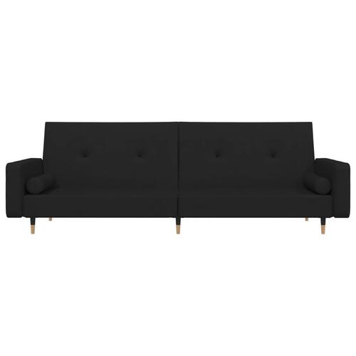 2-personers sovesofa med 2 puder fløjl sort