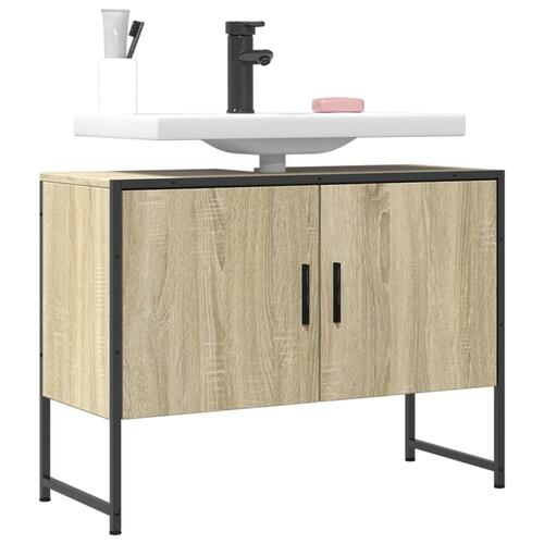 Underskab til håndvask 80x33x60 cm konstrueret træ sonoma-eg