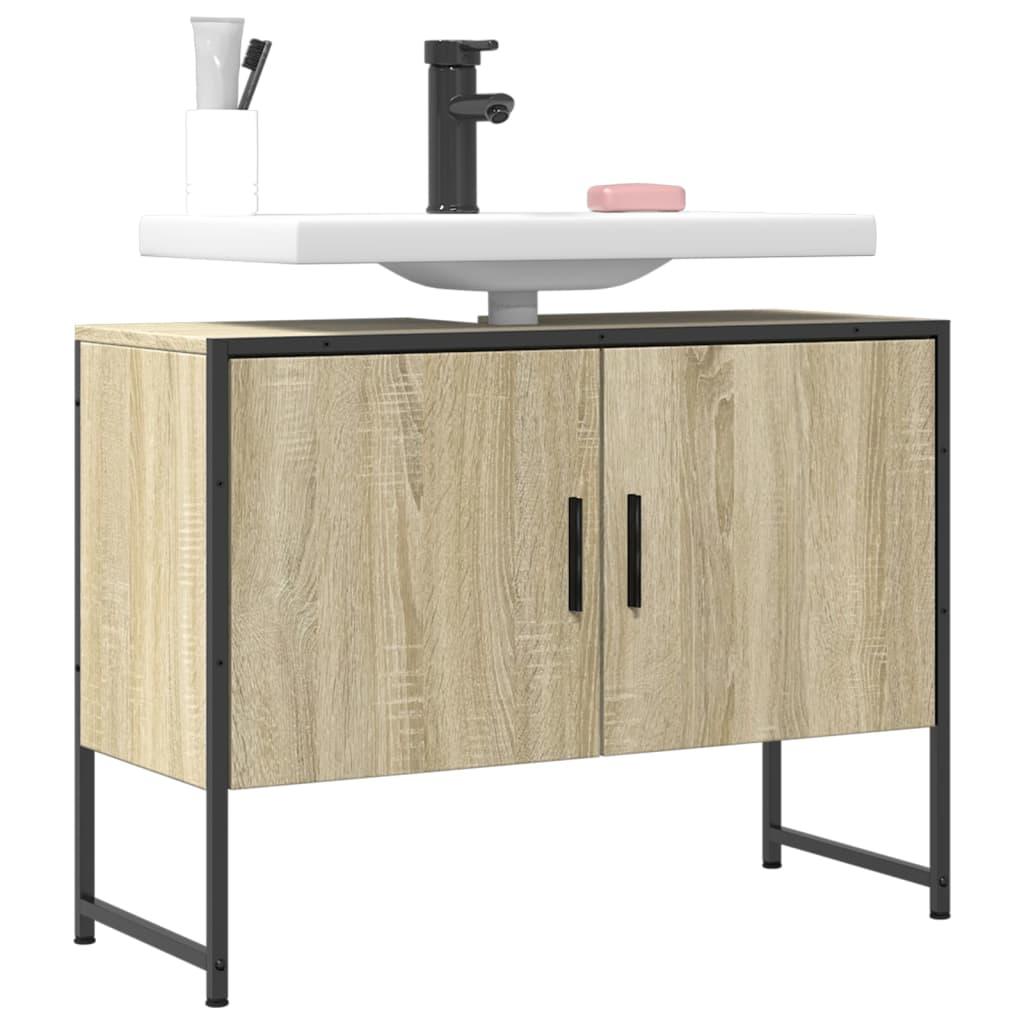 Underskab til håndvask 80x33x60 cm konstrueret træ sonoma-eg
