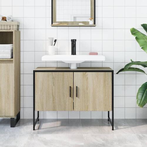 Underskab til håndvask 80x33x60 cm konstrueret træ sonoma-eg