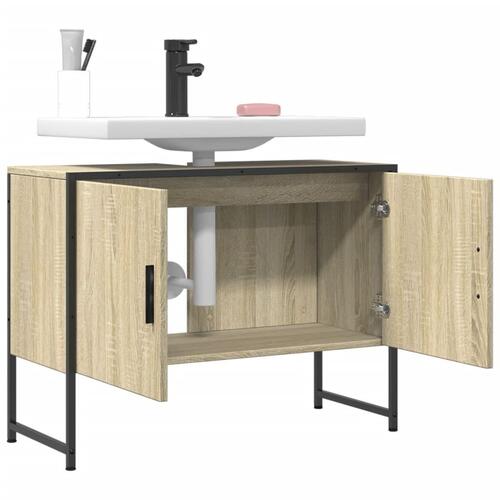 Underskab til håndvask 80x33x60 cm konstrueret træ sonoma-eg
