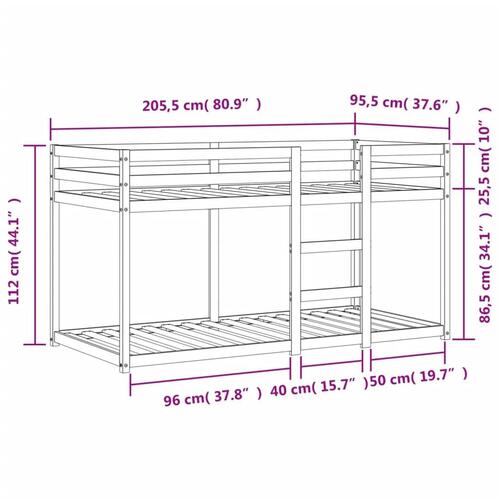 Køjeseng 90x200 cm massivt fyrretræ voksbrun