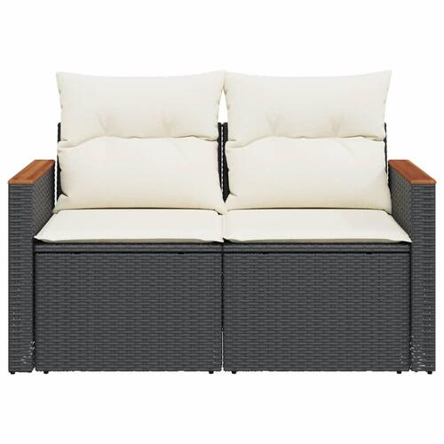 2-personers havesofa med hynder polyrattan sort