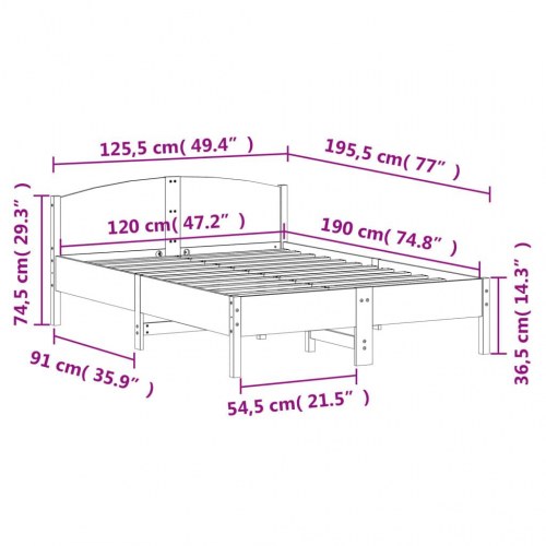 Sengeramme i massivt fyrretræ 120 x 190 cm - gyldenbrun