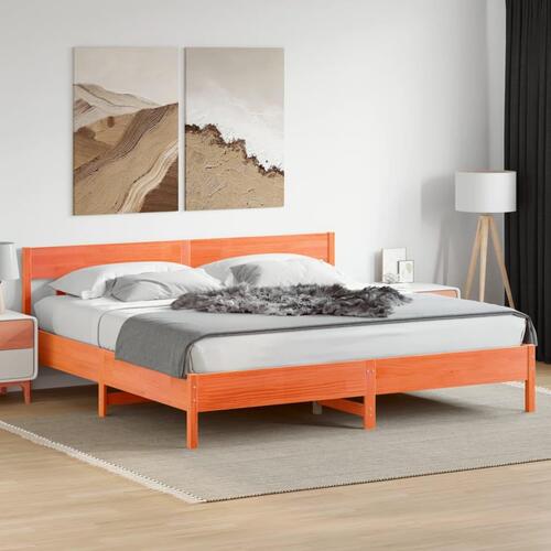 Sengeramme uden madras 200x200 cm massivt fyrretræ gyldenbrun