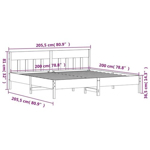 Sengeramme uden madras 200x200 cm massivt fyrretræ gyldenbrun
