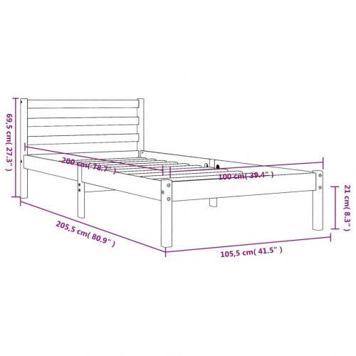 Sengeramme uden madras 100x200 cm massivt fyrretræ gyldenbrun