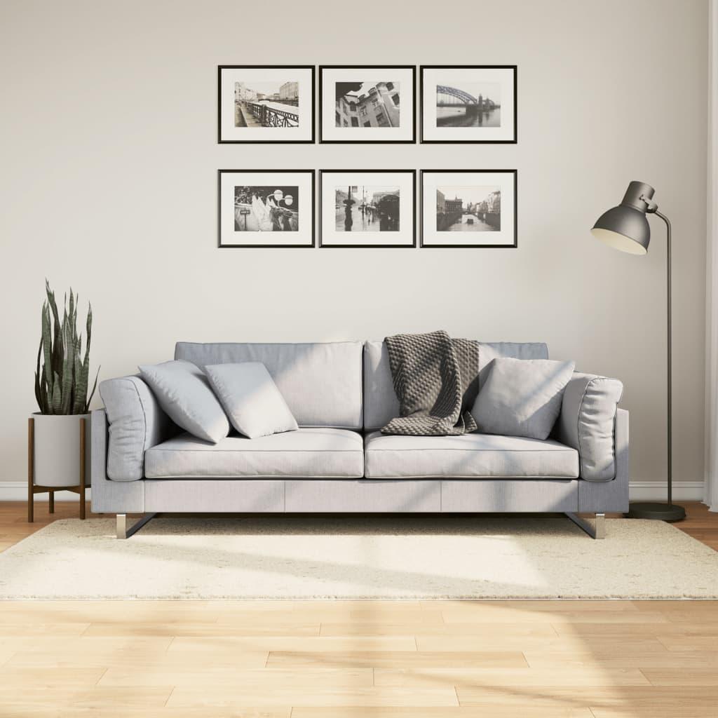 Shaggy gulvtæppe PAMPLONA 120x120 cm høj luv cremefarvet