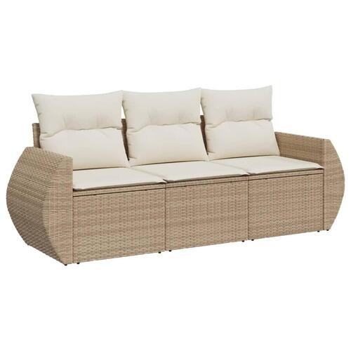 Sofasæt til haven 3 dele med hynder polyrattan beige