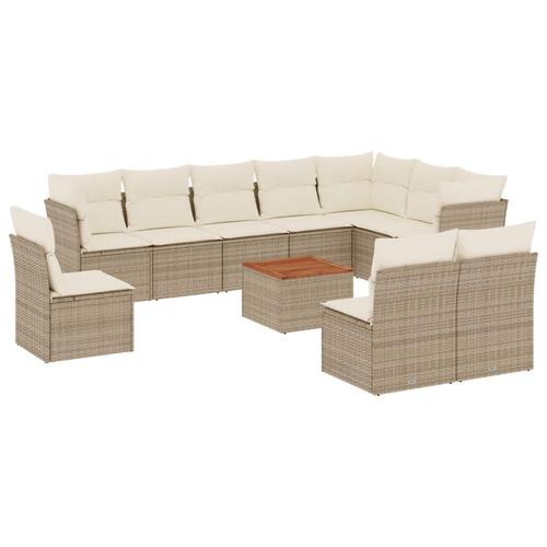 Sofasæt til haven 11 dele med hynder polyrattan beige