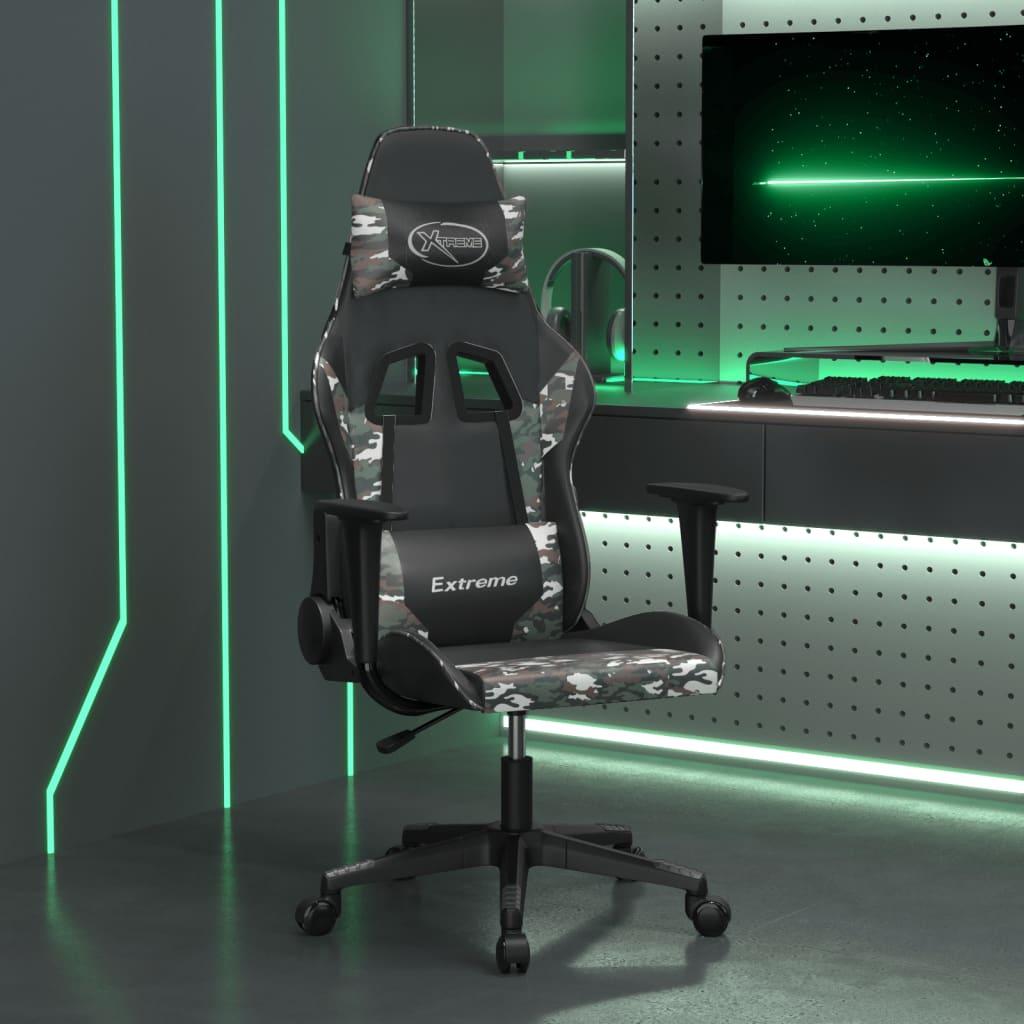 Gamingstol m. massagefunktion kunstlæder sort og camouflage