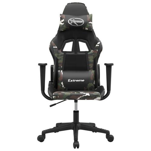 Gamingstol m. massagefunktion kunstlæder sort og camouflage
